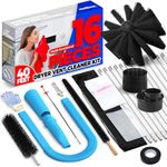 Holikme 12 Pieces Dryer Vent Cleaning Kit Dryer Cleaning Tool 40 Feet Dryer Vent Brush, Omnidirectional Blue Dryer Lint Vacuum Attachment Dryer Lint Trap Brush Vacuum & Dryer Adapter