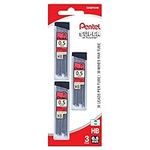 Pentel Super Hi-Polymer Lead Refills, 30 Leads Per Tube, HB, 0.5mm, 3PC Pack, Black