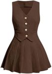 Milumia Women's 2 Piece Button Down Corduroy Vest Blazer Skirt Sets Fall Fashion Outfit Chocolate Brown Large