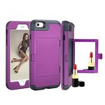 iPhone 6 /6s Plus Case, Solomo Wallet Case Design with Hidden Back Mirror and Card Holder Heavy Duty Protection Shockproof Armor Protective Case for Apple iPhone 6s Plus, 5.5 inch (Purple)