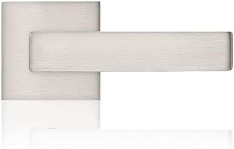 Probrico [Pack of 1 Door Lever Dummy Lever Door Handle for Closets French Doors,Square Dummy Door Lever,Non-Turning Single Side Pull with Satin Nickel Finish,Easy Installation Pull Only Lever Set
