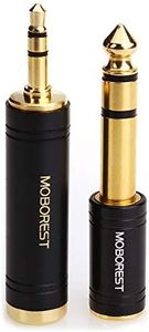 MOBOREST 3.5mm M to 6.35mm F Stereo Pure Copper Adapter, 1/8 Inch Plug Male to 1/4 Inch Jack Female Adapter, Can be Used Conversion Headphone adapte, amp adapte, Black Fashion 2-Pack