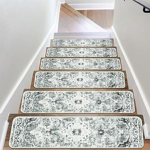 OJIA Non-Slip Stair Treads for Wooden Steps 15PCS, 30"X8" Carpet Stair Treads Indoor Stair Runner Anti-Slip Stair Rugs Safety Mats for Dogs, Kids & Elders, Rubber Backing Staircase Step Covers