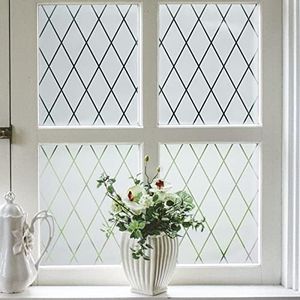 VELIMAX Lattice Frosted Window Film Window Privacy Film Static Cling Window Vinyl Opaque Glass Sticker Non Adhesive Anti-UV 17.7x78.7 inches