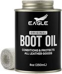 Eagle Leather Boot Oil for Work Boots, Cowboy Boots, & Shoes - Includes Applicator & Premium Towel - All-Natural Deep Leather Conditioner(8.45oz)