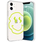 Idocolors Funny Face Phone Case Clear Case for iPhone XR,Yellow Wavy Line Protective Shell Transparent Unique Design Anti-Yellowing Soft TPU Bumper Ultra Slim Shockproof Case for iPhone XR