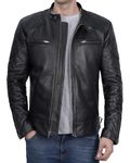 Mens Real Leather Jackets - Real Lambskin Biker Jackets | [1101852] Black David, S