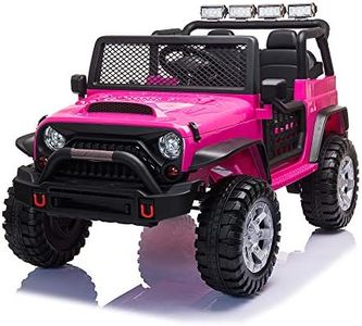 TOBBI 12V Kids Ride On Car, Electric Vehicles Jeep Car with Remote Control, Music, MP3 Player, Lighting, Rose Red