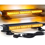 LifeUp 42W 42 LED Strobe Lights Car Roof Top Emergency Flashing Warning LED Strobe Light Bar Exterior Beacon Lights with Magnetic Base for 12-24V Snow Plow, Trucks, Construction Vehicles (Amber)