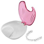 FUYOAL Press-to-Open Retainer Case, Portable Denture Box Teeth Retainer Box False Teeth Container for Denture, Braces, Mouth Guard (Pink)