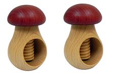 Wooden World 2 x Nutcracker made from natural beech wood - VERY SOLID Mushroom Claret