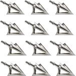 Bgary Broadheads 100 Grain Fixed Blades Archery Broadheads for Crossbow Recurve Bow and Compound Bow 12 Pcs Silverly