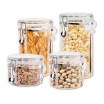 Oggi 4-Piece Acrylic Canister Set with Airtight Lids and Acrylic Spoons-Set Includes 1 Each 28oz, 38oz, 59oz, 72oz