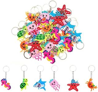 JZK 30 Pcs Marine life keychain sea animal keyring set for kids, Silicone keychains for children birthday party favours, kids party bag fillers, kids party thankyou gift giveaway gifts, Multicolor, s