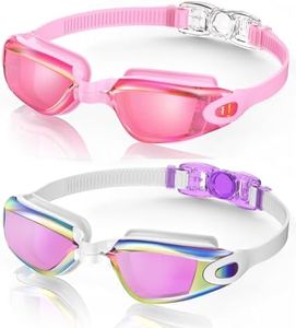 Aegend Swim Goggles, 2 Pack Swimming Goggles No Leaking Adult Men Women Youth, Purple White & Light Pink