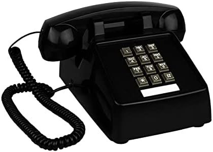 TelPal Landline Phones for Home Office Hotel School Corded Single Line Heavy Desktop Basic Telephone for Seniors Retro Classic Old Fashion Movie Decor Telephones with Loud Metal Bell Ringer (Black)