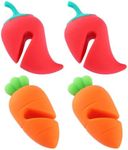 4pcs Lid Lifters Carrots and Peppers Shaped Pot Lid Holders Spill Proof Lid Lifter Kitchen Pots Cute Cartoon Design Prevent Boil Over Reduce Spills Kitchen Gadgets