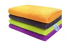 SOFTSPUN Microfiber Cloth (4 pcs - 40x60 cms - 340 GSM) Multi-Colour, Super Soft Absorbent Cleaning Towels, Cleans & Polishes Everything in Your Home.