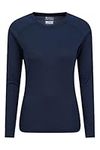 Mountain Warehouse Talus Womens Long Sleeves Baselayer Top - Thermal Underwear, Lightweight Ladies Tee Shirt, Breathable, Easy Care - for Navy 8