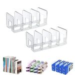 Marte Vanci 4 Slots Acrylic Magazine Holder Desktop File Sorter Organizer Rack Bookshelf Lever Arch Filing Rack Clear Kitchen Wrap Organiser Rack 2 Pack