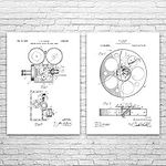 Movie Camera Patent Prints Set of 2 (24x36), Hollywood Decor, Film Director, Actor Gift, Home Theater Art, Cameraman Gift Black & White