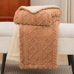 Bedsure Sherpa Throw Blanket for Couch - Fuzzy Soft Cozy Blanket for Bed, Fleece Thick Warm Blanket for Winter, Light Brown, 50x60 Inches