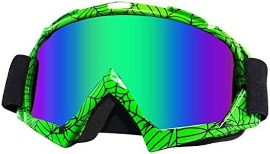 Dirt Bike Goggles Motorcycle Goggles ATV Goggles Motocross Riding Goggles UV400 OTG Offroad Goggle MX Helmet Racing Four Wheeler Goggles for Adults Men Women Youth Kids(Spider green frame+color lens)