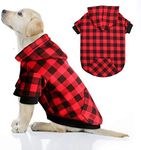 Mtliepte Red Plaid Dog Hoodie Sweater for Dogs Pet Clothes with Hat and Pocket（XL）