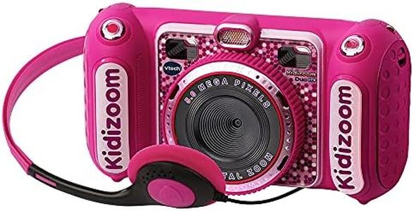 VTech - Kidizoom DUO DX, cámara de fotos para niños, vídeos, filtros, reproductor de música, juegos, USB, control parental, versión ESP, color rosa (3480-520057)