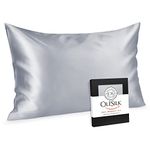 OLESILK 100% Mulberry Silk-Pillowcase for Hair and Skin, Silk-Pillow-Cases King Size with Hidden Zipper, Both Side Soft Breathable Silk, Silver Grey, 1 Pack