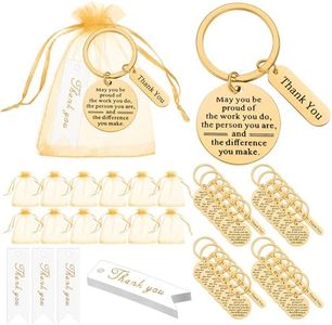 Yinkin 72 Pcs Employee Appreciation Gifts Bulk Thank You Gifts Organza Bags with Thank You Cards for Coworkers Staff Favors, Gold