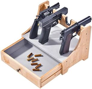 Pistol Rack with Drawer,4-Slot Luxury solid wood bamboo Handgun Display Holder Stand, Upgraded felt cloth to prevent abrasion