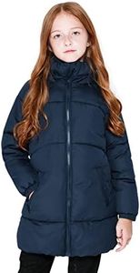 SOLOCOTE Girls Winter Coats Heavyweight Mediun Length Warm Jackets Down-like Cotton Wadding Outwear, 80817-Navy-13-14Y