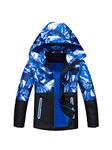 NATUST Boys Waterproof Jacket Fleece Lined Raincoat Kids Windproof Rain Coat Unisex Windbreaker Blue 9-10 Years