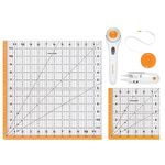 Fiskars Crafts Essentials 5-Piece Set - 45mm Blade Rotary Cutter for Fabric, Self Healing Cutting Mat, and Sewing Ruler - Craft Supplies - White/Gray