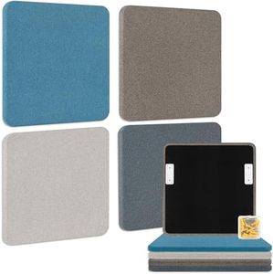 BUBOS 4 PCS Premium Fabric Acoustic Panels, 23.6''x23.6''x1'' Decorative Sound Absorbing Panels for Wall, Studio, Office & Home, Includes Sturdy Hanging Hardware,Mistral
