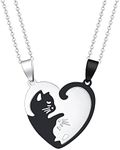 HANRESHE Cat Matching Necklaces Couples Friendship Pendant Heart Yin Yang Friendship Necklace For 2