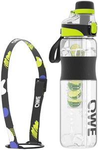 QWE Sports Water Bottle Large Capacity with Carry Handle,double drinking,high-capacity,33.8oz,Heat-resisting,Reusable,tritan BPA Free,Perfect for Travel, School, Outdoors, Cycling and Gym (Black)