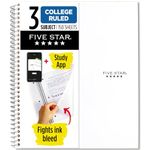 Five Star Wirebound Notebook, 3-Subject, 150 College-Ruled Sheets, 11 x 8.5 Inch Sheet Size, White (72464)