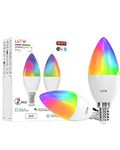 LUTW Smart Light Bulb, C37 Candle Bulbs with Colour Changing LED Light, Compatible with Echo Alexa, Google Home, 5W 545lm RGBCW WiFi&Bluetooth 2.4GHz, 2 Pack(No Hub Required)