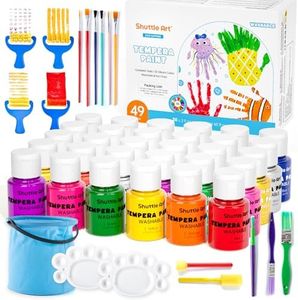 Tempera Paint, Shuttle Art 30 Colors Washable Paint for Kids, 2oz/60ml Bottle, Non-toxic Finger Paints for Toddlers with Glitter Metallic Neon Colors, Kids Paint for Art, Crafts and School Projects