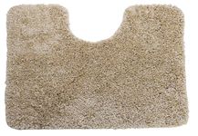 SrS Rugs® Toilet Mats Pedestal Only Machine Washable Non Slip Rubber Backed U Shaped Extra Thick Soft Shaggy Fluffy Absorbent Bathroom Rug (Light Beige)