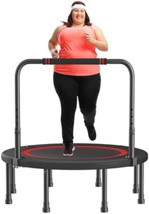 Aumerage 40" Foldable Rebounder Trampoline with Adjustable Foam Handle (4-Level Height) - Thick Steel Spring Fitness Workout for Adults, Max Load 350KG, Indoor/Outdoor Exercise
