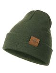 Beanie for Kid, Stretchy Childrens Thermal Insulated Wolly Hat with Turn Up for Boys and Girls, Double Layer for Winter Autumn (Army Green)