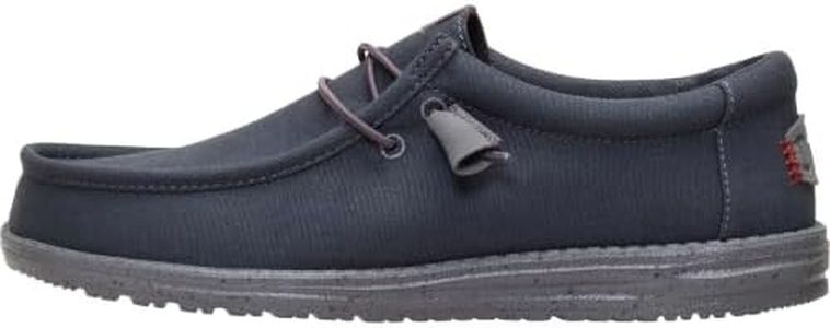HEYDUDE Men's Wally Canvas Dark Grey Size 10, Men’s Shoes, Slip-on Loafers, Comfortable & Light-Weight
