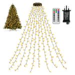 SKYELE Christmas Tree Lights with Ring - 2M X10 Strands 200 LEDs Fairy Lights Plug in, Waterproof/Remote Control/Timer/Indoor/Outdoor Christmas Lights for Garden Xmas Decorations