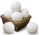Wool Dryer Balls, Natural Fabric Softener, Reusable, Reduces Clothing Wrinkles and Saves Drying Time, Alternative to PVC Balls, Dryer Sheets & Liquid Softener, Lint Free, White, Pack of 4