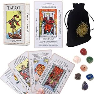 Sincerez Tarot Cards Deck for Beginners with Meanings On Them,Tarot Card with Guidebook Tarot Deck with Bag and Crystals (Tarot Set)