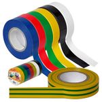 brackit Multi Coloured Electrical Tape 7 Pcs |15 M Vinyl PVC Electric Tape | Thick Coloured Coding Tape | Strong Adhesive, Heat & Water Resistant Insulation Tape | DIY Projects, 17MM x 15M