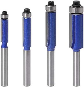 Wolfride 4PCS Flush Trim Router Bit Set 1/4 Inch Shank Top Bearing Flush Trim Router Bit